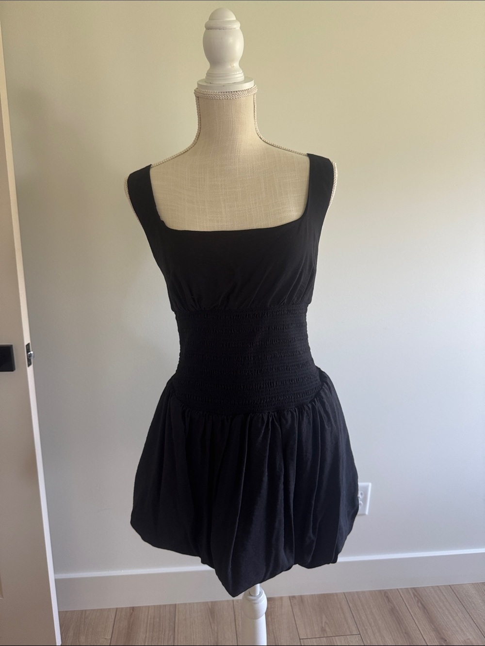 NWOT By Anthropologie Square-Neck Smocked Mini Dress